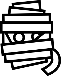 Mummy Halloween Typical Character Bandaged Outline Svg Line Art, Free Vectors File